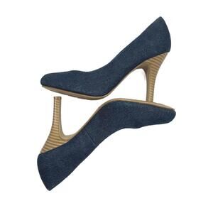 Kelly & Katie Coderno Blue Denim Women's Shoes With a Wooden Style Heel Size 6